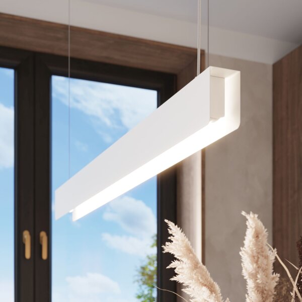 Große Pendelleuchte Stahl Weiß G13 3000 K L:100 cm