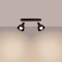 Deckenspot flexibel Schwarz Stahl E27 47 cm 2-flammig