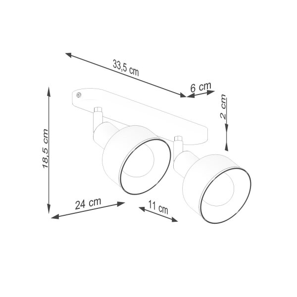 Deckenspot flexibel Weiß Stahl E27 47 cm 2-flammig