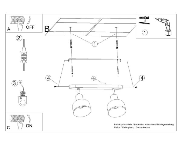 Deckenspot flexibel Weiß Stahl E27 47 cm 2-flammig