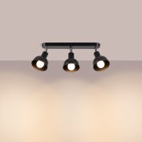 Deckenspot flexibel Schwarz Stahl E27 59 cm 3-flammig