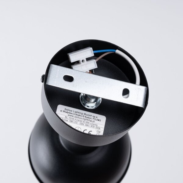 Wandstrahler Stahl Schwarz E27 H:17 cm schwenkbar