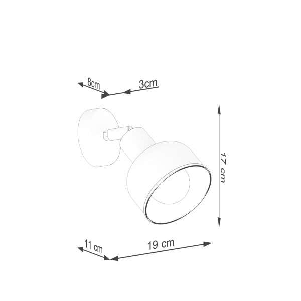 Wandstrahler Stahl Schwarz E27 H:17 cm schwenkbar