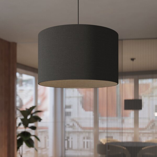 Runde Hängelampe Stoff Schwarz E27 rund Ø30 cm blendarm