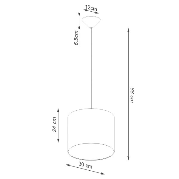 Runde Hängelampe Stoff Schwarz E27 rund Ø30 cm blendarm