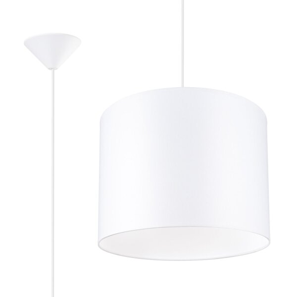Runde Pendelleuchte Stoff Weiß E27 rund Ø30 cm blendarm