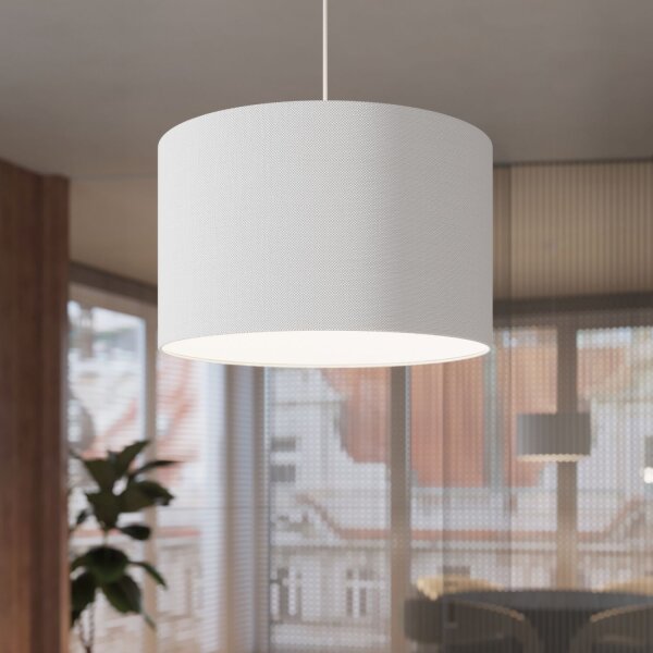 Runde Pendelleuchte Stoff Weiß E27 rund Ø40 cm blendarm