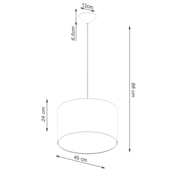 Runde Pendelleuchte Stoff Weiß E27 rund Ø40 cm blendarm