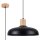 Stilvolle Hängelampe Holz Stahl Schwarz E27 rund Ø38 cm