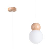 Hängelampe Holz Glas Weiß G9 rund Ø11...