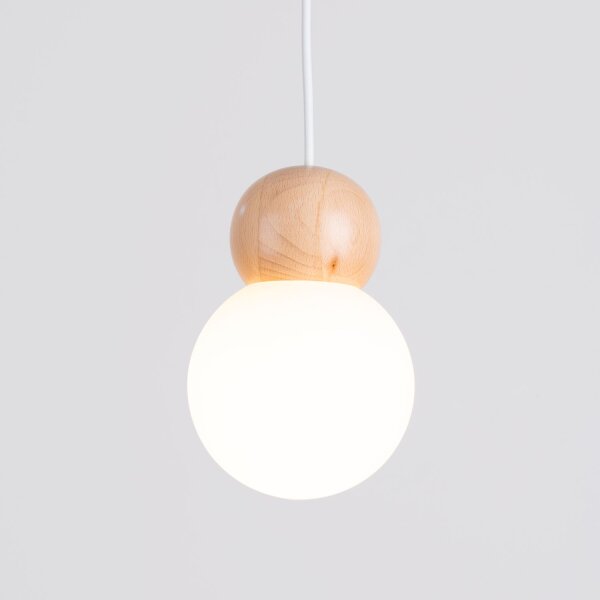 Hängelampe Holz Glas Weiß G9 3-flammig L:31 cm blendarm