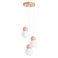 Hängelampe Holz Glas Weiß G9 3-flammig L:31 cm...