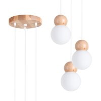 Hängelampe Holz Glas Weiß G9 3-flammig L:31 cm...