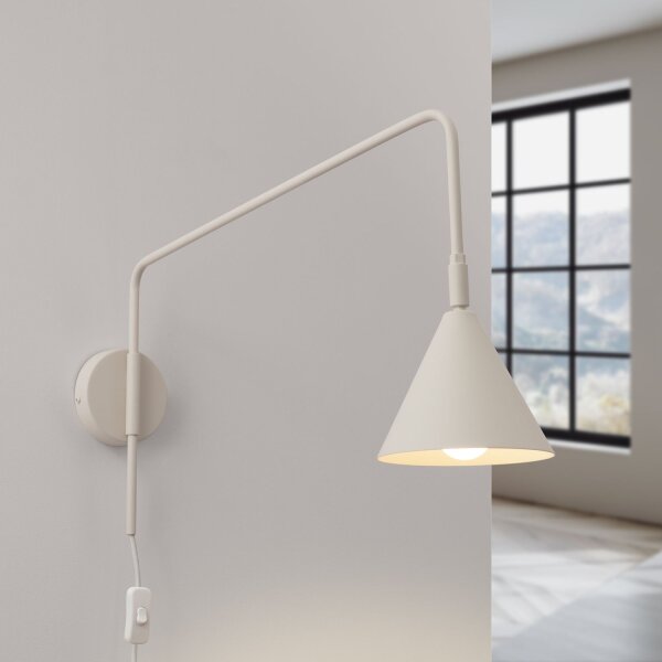 Wandleuchte Beige Stahl E14 Schalter Stecker H:30 cm