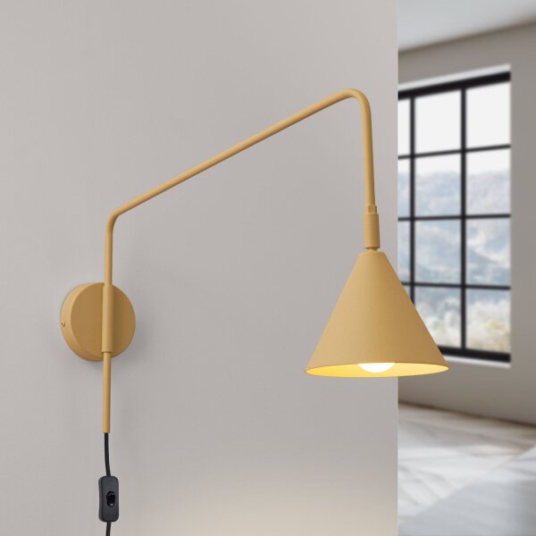 Wandleuchte Gold Stahl E14 Schalter Stecker T:61 cm