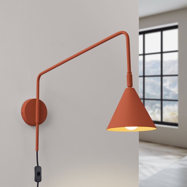 Wandlampe Ocker Stahl E14 Schalter Stecker H:30 cm