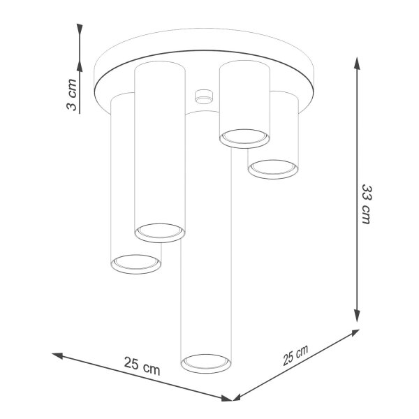 Deckenleuchte Stahl Weiß GU10 B:25 cm rund 5-flammig