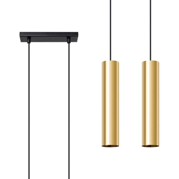 Pendelleuchte Gold Stahl GU10 2-flammig 30 cm lang
