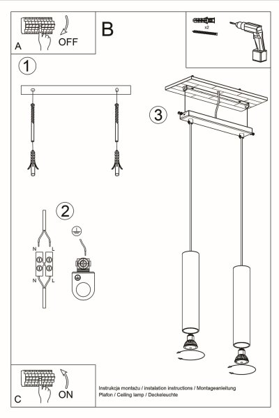Pendelleuchte Gold Stahl GU10 2-flammig 30 cm lang