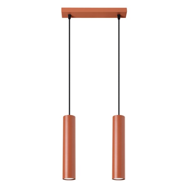 Lange Hängelampe Ocker Stahl GU10 2-flammig 30 cm