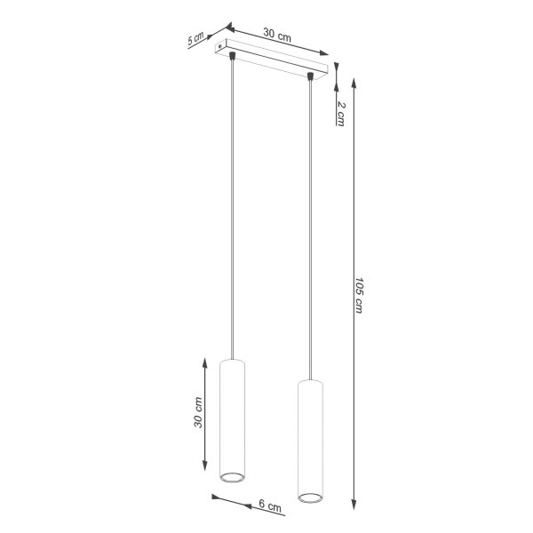 Lange Hängelampe Ocker Stahl GU10 2-flammig 30 cm