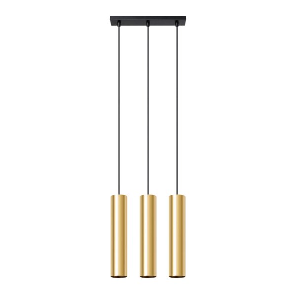 Lange Hängelampe Gold Stahl GU10 3-flammig 45 cm