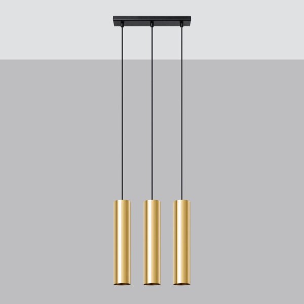 Lange Hängelampe Gold Stahl GU10 3-flammig 45 cm