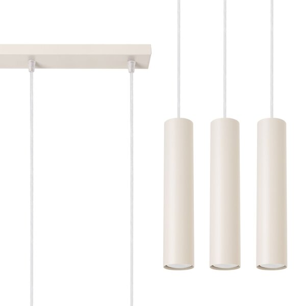 Lange Hängelampe Beige Stahl GU10 3-flammig 45 cm