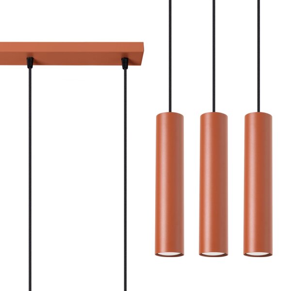 Lange Pendelleuchte Ocker Stahl GU10 3-flammig 45 cm