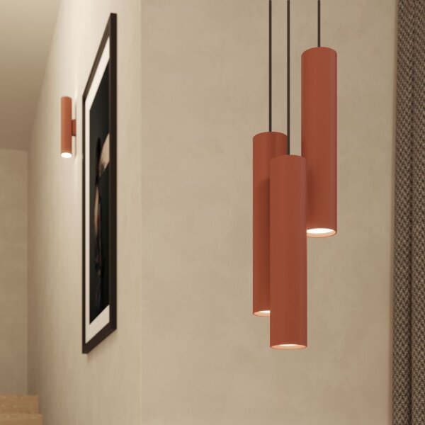 Lange Pendelleuchte Ocker Stahl GU10 3-flammig 45 cm