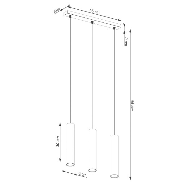 Lange Pendelleuchte Ocker Stahl GU10 3-flammig 45 cm