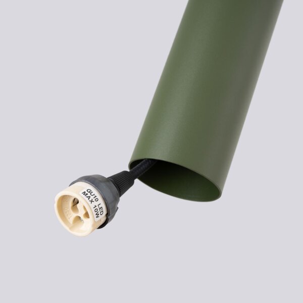 Runde Hängelampe Olivgrün GU10 akzentuiert L:20 cm