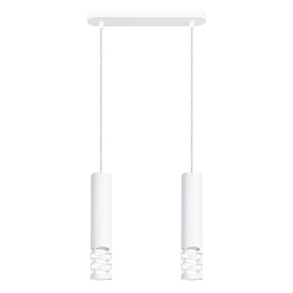 Pendelleuchte Weiß Stahl GU10 L:33 cm lang 2-flammig