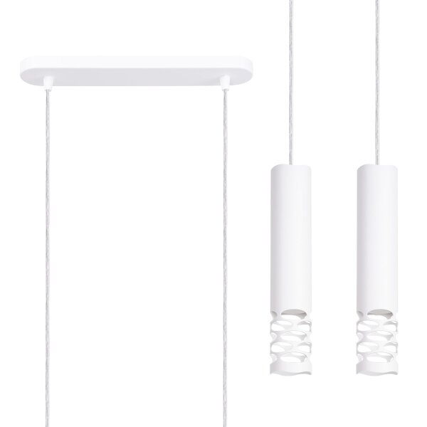 Pendelleuchte Weiß Stahl GU10 L:33 cm lang 2-flammig