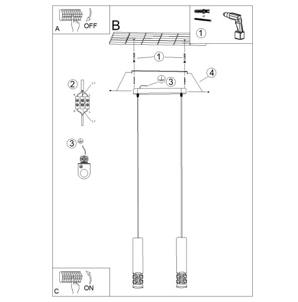 Pendelleuchte Weiß Stahl GU10 L:33 cm lang 2-flammig