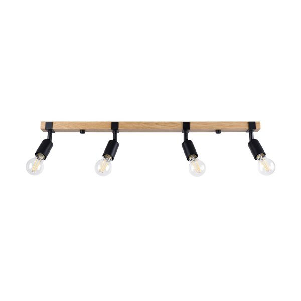 Deckenspot Holz Stahl Schwarz E27 flexibel 89 cm 4-flmg