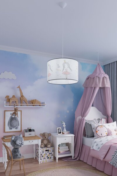 Pendelleuchte Kinder E27 Mädchen Prinzessin Ø40 cm rund