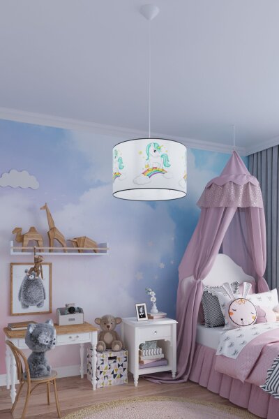 Pendelleuchte Kinder E27 Einhorn Jungen Mädchen Ø40 cm