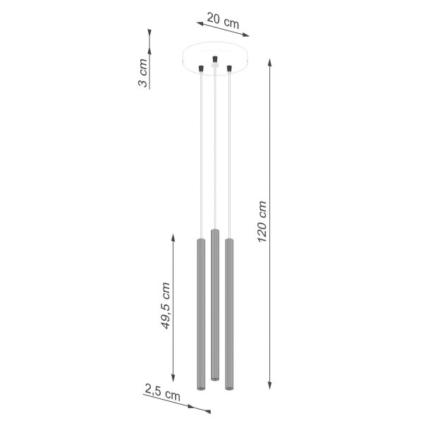 Runde Pendelleuchte Schwarz Stahl G9 L:20 cm 3-flammig