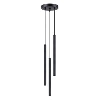Runde Pendelleuchte Schwarz Stahl G9 L:20 cm 3-flammig