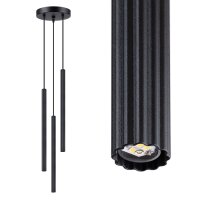 Runde Pendelleuchte Schwarz Stahl G9 L:20 cm 3-flammig