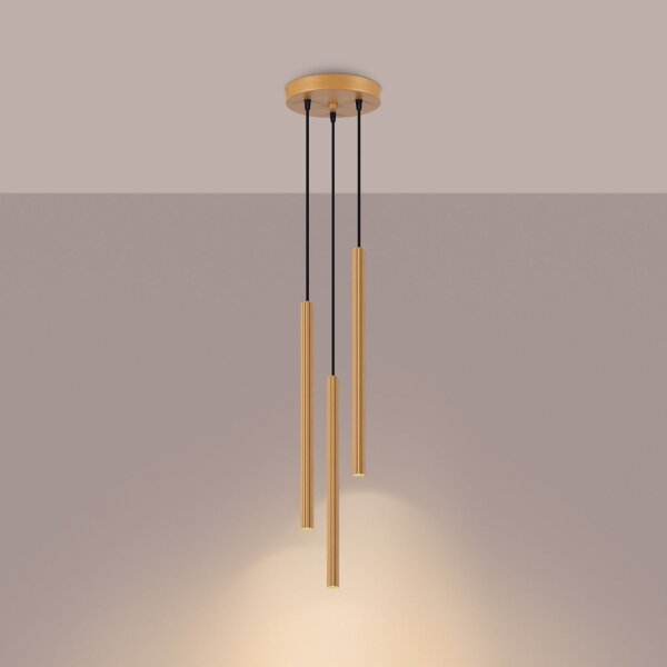 Runde Pendelleuchte Gold Stahl G9 L:20 cm 3-flammig