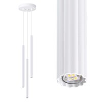 Runde Pendelleuchte Weiß Stahl G9 L:20 cm 3-flammig
