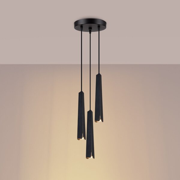 Pendelleuchte 3-flammig Schwarz Stahl G9 L:19,5 cm