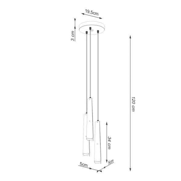 Pendelleuchte 3-flammig Weiß Stahl G9 L:19,5 cm rund