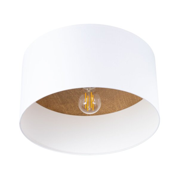 Skandinavische Deckenlampe Holz Stoff E27 Ø35 cm rund