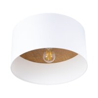 Skandinavische Deckenlampe Holz Stoff E27 Ø35 cm rund
