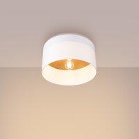Skandinavische Deckenlampe Holz Stoff E27 Ø35 cm rund