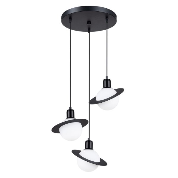 Hängelampe Glas Stahl Schwarz G9 L:32 cm rund blendarm