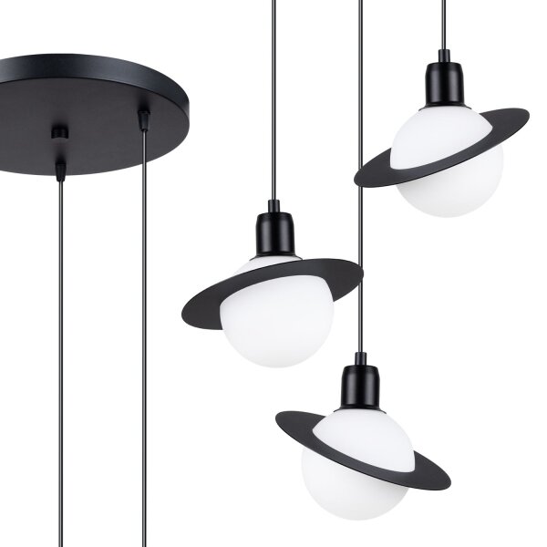 Hängelampe Glas Stahl Schwarz G9 L:32 cm rund blendarm